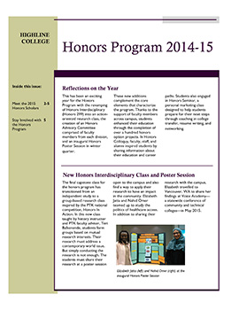 Highline College Honors Newsletter 2014-2015