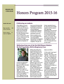 Highline College Honors Newsletter 2015-2016